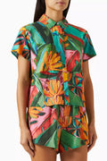 Banana Foliage Shirt in Linen-blend