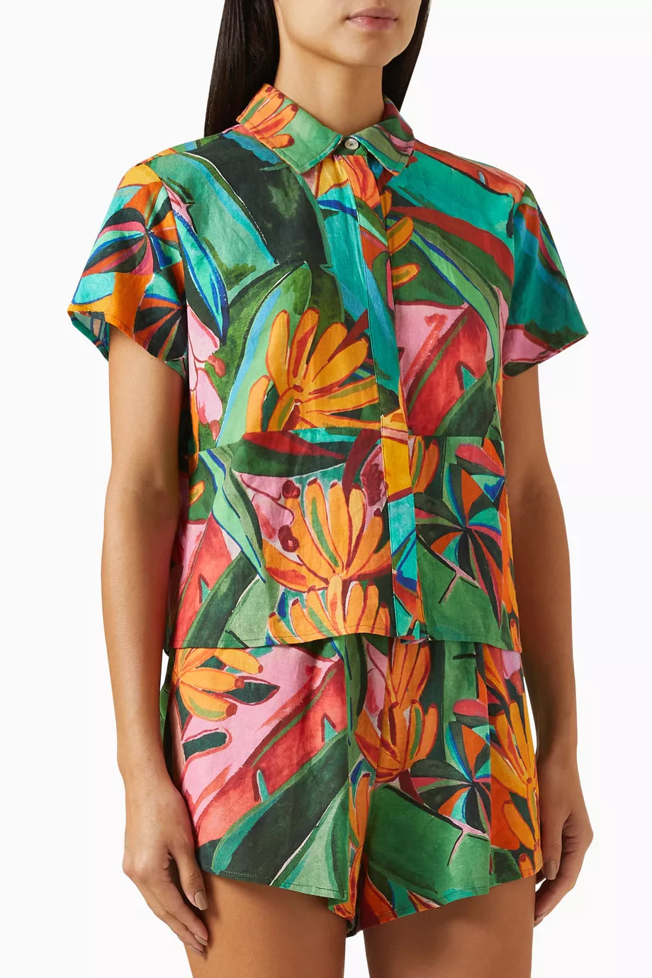 Banana Foliage Shirt in Linen-blend