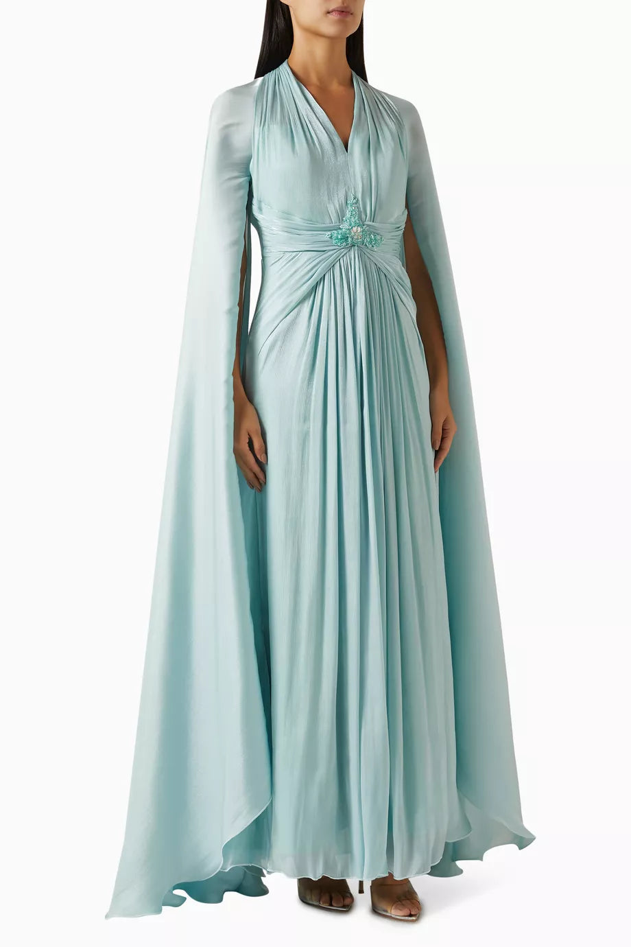 Draped Cape Maxi Dress